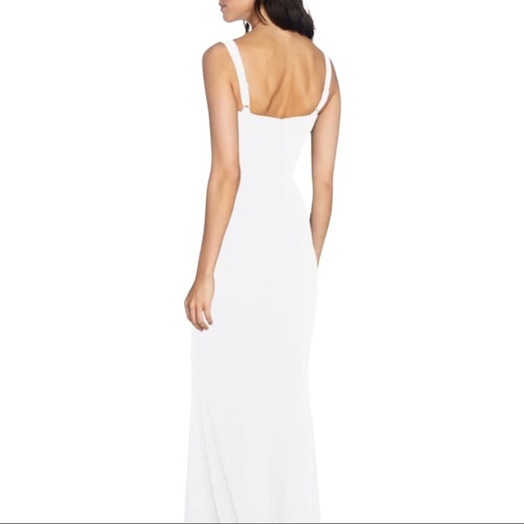 Dress The Population Estella Dress Gown Leg Slit White Size Medium Wedding - Picture 3 of 12